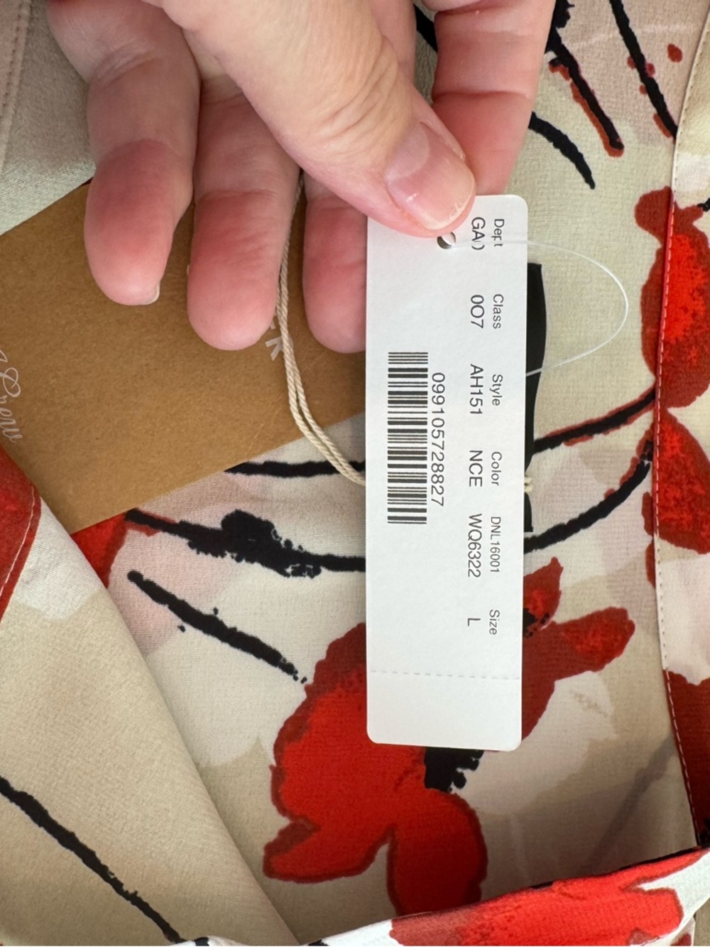 J. Crew Cream Silk Top with Red Poppy & Black Accents NWT - Picture 7 of 9